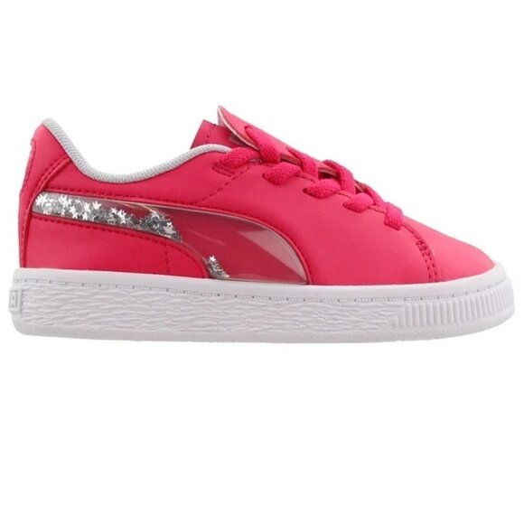 Puma Girls Pink Sparkle Star Slip On Sneakers